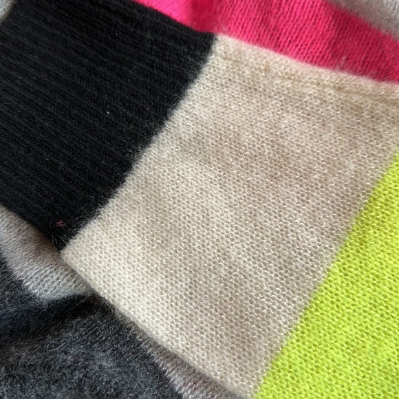 Scott & Scott London Pimicilo Neon Stripe Cashmere Sweater Small Black Gray Pink - Picture 11 of 14